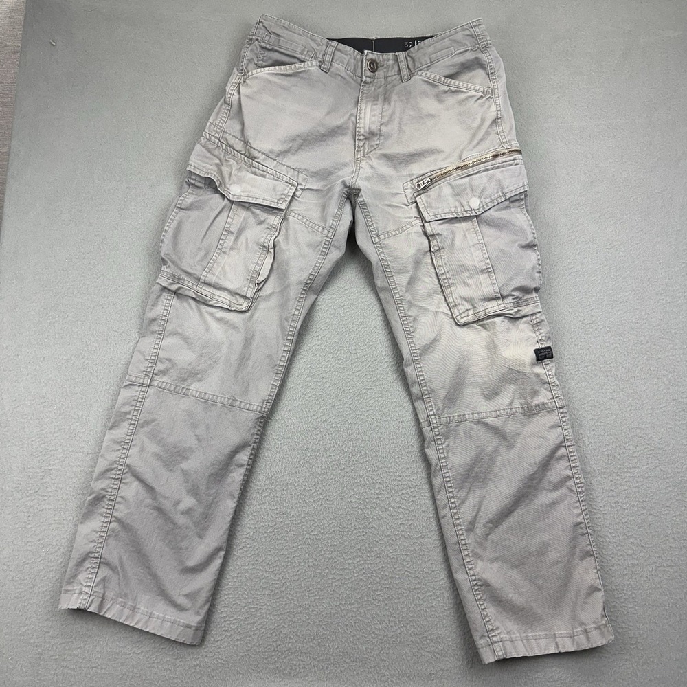 G Star Raw Cargo Pants Mens 32 3D Straight Utility Faded Gray Chino 31x30